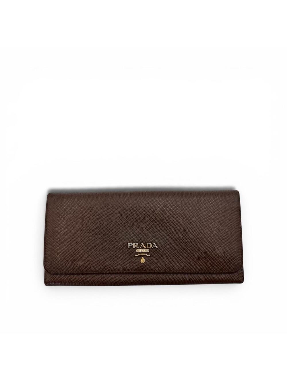 Prada Saffiano Leather Continental Wallet Brown